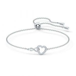 Braccialetto Swarovski Infinity Heart, bianco, placcato rodio