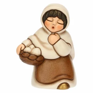 Donna con cesto di uova in ceramica Presepe Classico