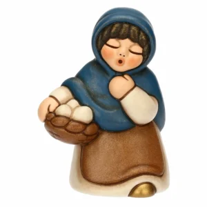 Donna con cesto di uova in ceramica Presepe Classico