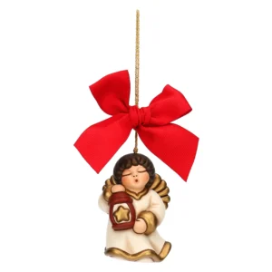 Addobbo natalizio angelo con lanterna in ceramica, grande