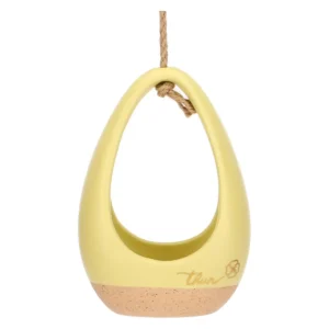 Cachepot in ceramica Incanto di Primavera con corda, giallo