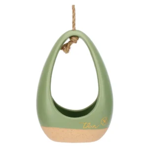 Cachepot in ceramica Incanto di Primavera con corda, verde