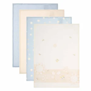 Set 4 strofinacci con cestino in tessuto Elegance