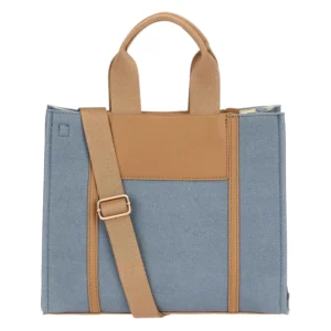 Tote bag denim/marrone, media