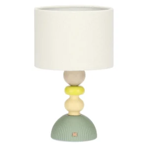 Lampada in porcellana, verde e gialla