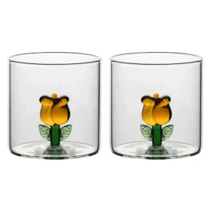 Set 2 bicchieri in vetro tulipano