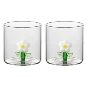Set 2 bicchieri in vetro margherita