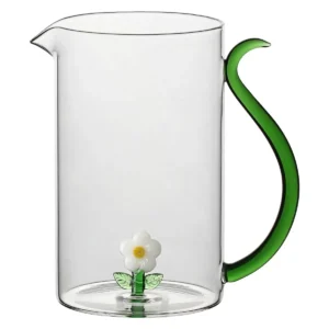 Caraffa in vetro con margherita